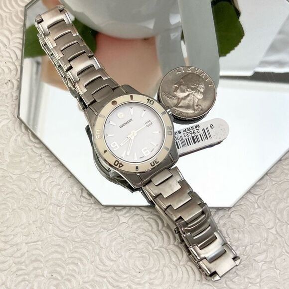 Wenger Swiss Made All Stainless Steel Diver Style Watch Rotating Bezel - Picture 9 of 16